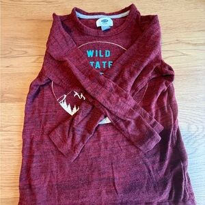 Old Navy Maroon Graphic Long Sleeve Tee